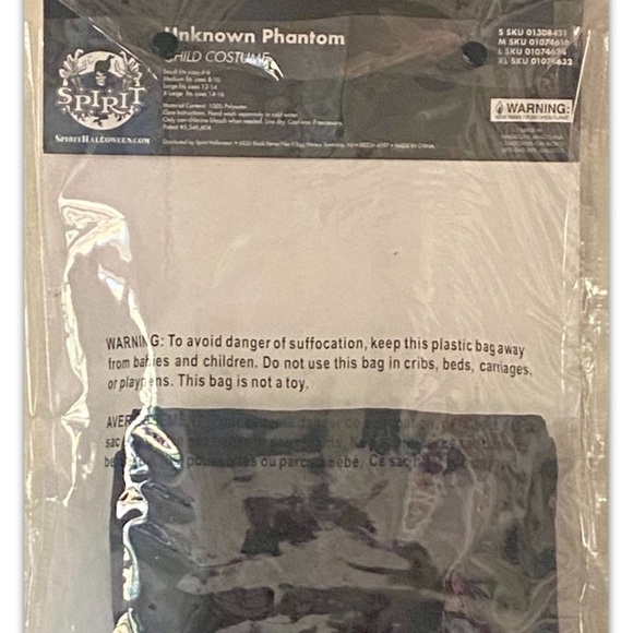 Unknown Phantom Black Spirit Halloween Costume Unisex Child Kids M(8-10) NO BELT - Picture 9 of 9